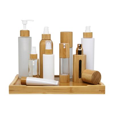 China Skin care ; cosmetics; Eco Makeup Packaging for Cosmetics Bamboo Cosmetics Containers and Packaging Bamboo Glass Bottle for sale