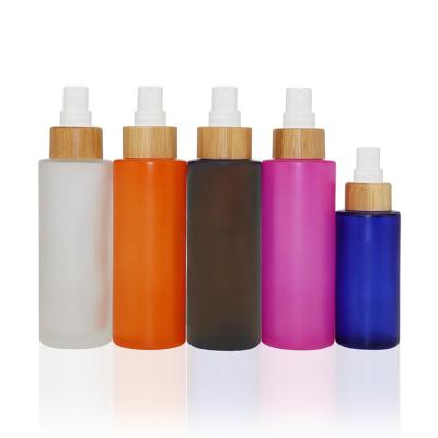 China Bamboo Containers Amber Spray Bottle Frosted Bamboo Moisturizer Household Spray Bamboo Bottle for sale