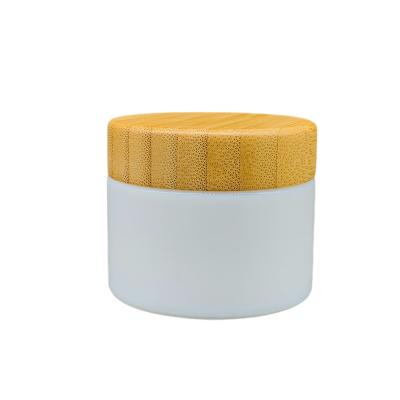 China Wholesale 30ml 50ml Cosmetic Eco Friendly Cosmetic Packaging Lid Porcelain Bamboo Jars For Cream for sale