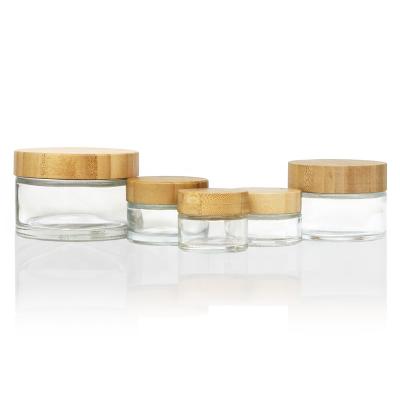 China 250g bamboo cosmetic skin care cream jar with screw cap 250g jar with bamboo top for sale