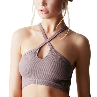 China New Fashion Antibacterial Knitting Gym Wear Wholesale Fitness Women's Sports Bra Hot Sex Sports Bra for sale