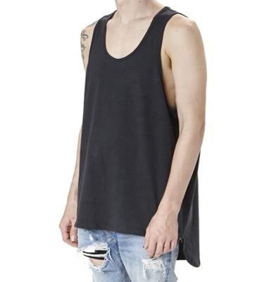 China New Style Men's Cotton Long Singlet Custom Sportswear Anti-pilling New Style Workout Wear Crop Tank Top Gym Logo Vest for sale