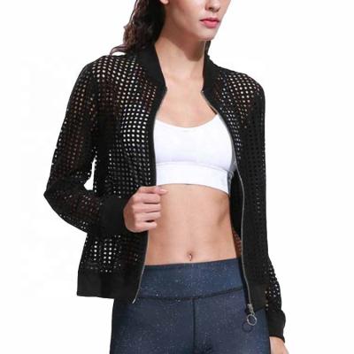 China Women Antibacterial Warm Custom Fitness Fashion Mesh Clothing Yoga Running Jacket Casual Sports Coat With Zipper for sale