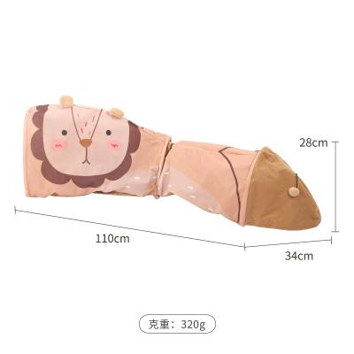 China New cartoon dinosaur lion indoor training foldable tunnel pet toys makers cute detachable viable cat bed for sale