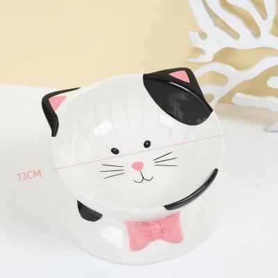 China A sustainable popular indoor ceramic cat bowl protects the neck from tipping over by drinking water for cats and feeding food for dogs for sale