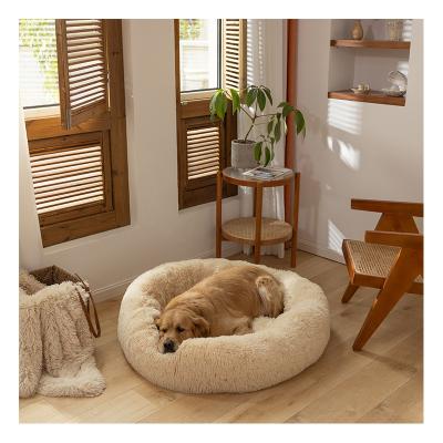 China Viable Soothing Dog Bed Around Sleep Cushion Pet Bed Dog Mat Donut Bed Warm Pad For Dog for sale