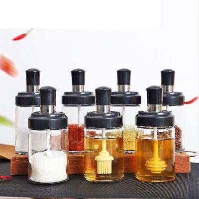 China Sustainable Dropshipping service for luxury single glass cookware condiment container with spoon and lids for sale