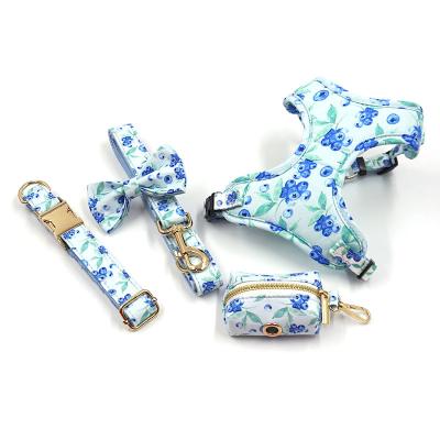 China Lights wholesale fresh and lovely blueberry printed outdoor trunk dog collar pull rope bow back garbage bag set for sale