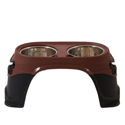 China Hot Sale Non-automatic Pet Feeder Wheels Travel Bowl Tilted Elevated Dog Feeding Bowls for sale