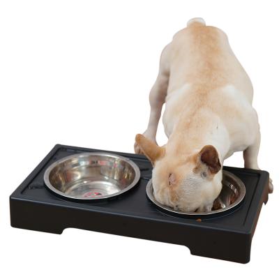 China Sustainable Factory Sell Splash Proof Modern Pet Food Double Bowl for sale