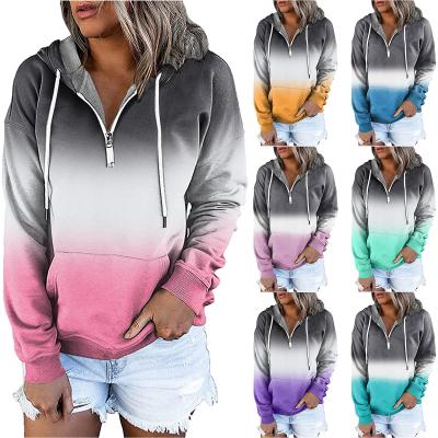 China Women's Hooded Sweatshirt Pullover Gradient Color Breathable Custom Hoodies Women's Hooded Sweatshirt for sale