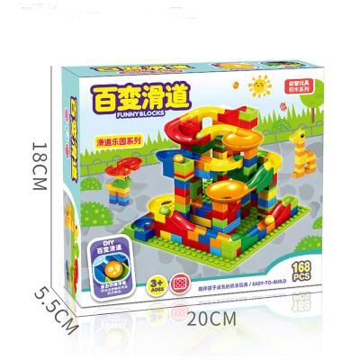 China DIY TOY 168pcs Marble Race Run Mini Blocks Compatible City Building Blocks Funnel Slide Blocks DIY Maze Track Ball ABS Assembled Bricks for sale