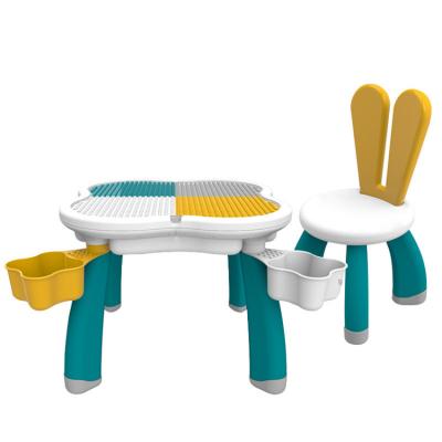 China New Design Children Safety Safe 100 Pcs Plastic Children Educational Set Block Table And Chair Set for sale