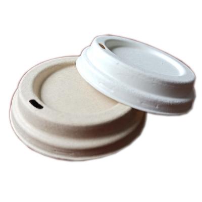 China Non Spill Eco-friendly Biodegradable Disposable Bagasse Paper Pulp Hot Water 80 90mm Coffee Cup Lid for sale