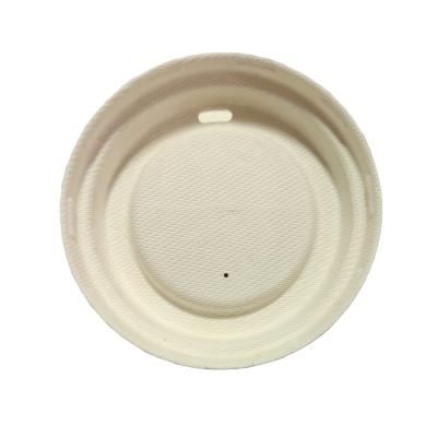 China Non Spill Eco-friendly Archiboard Sugarcane Bagasse Pulp 80mm 90mm Bagasse Cup Lid Eco-friendly for sale