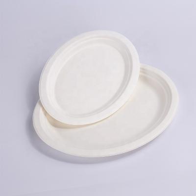 China Recycled Materials Disposable Sugarcane Bagasse Paper Pulp Eco Friendly Paper Disposable Biodegradable Dishes for sale