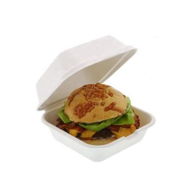 China 2020 Small Size 5 Inch Breakfast Disposable Cake Box Bagasse Sugar Cane Hamburger Box for sale