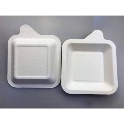 China Disposable Bagasse Cake Paper Pulp Holder Biodegradable Tray for sale