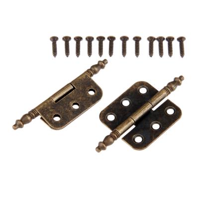 China 2Pcs Retro Antique Door Cabinet Hinges Decorative 6 Hole Jewelry Gift Box Drawer Cupboard Hinge For Furniture Hardware 70*35mm for sale