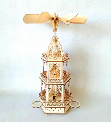 China Wooden Christamas Decoration Rotary Candle Holder Christmas Nativity Pyramids Decoration for sale