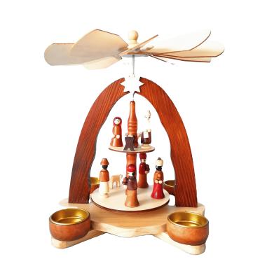 China Wooden Tier 2 Wooden Tier Germany Nativity Christmas Pyramid Decoration for sale