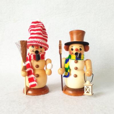 China Europe Christmas Decoration Incense Snowman Wooden Smoker Man for sale