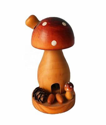 China German Handmade Wooden Mushroom Christmas Incense Smoker Decoration for sale