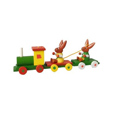 China 100% Handmade Wooden Rabbit Train Easter Craft Hanging Ornaments for sale