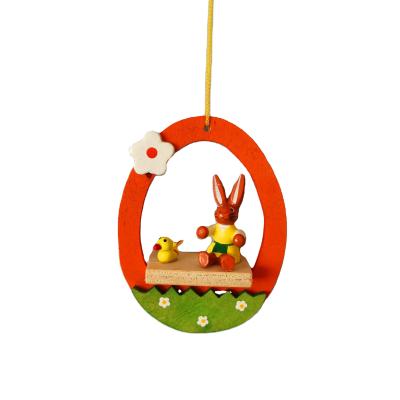 China Home Decoration Cute Easter Wood Ornaments Rabbit Pendants For Spring Home Decor for sale