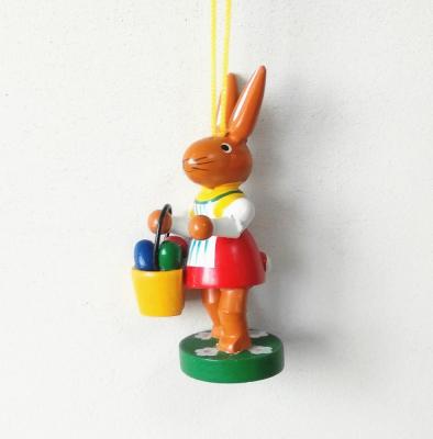 China Europe Hand Painted Wooden Small Rabbit Hanging Easter Decoration Set of 6 for sale