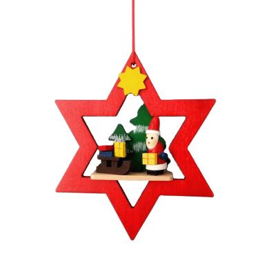 China Poplar Wood Star Hanging Christmas Tree Decoration for sale