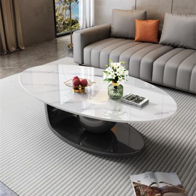 China Minimalist New design modern gold stainless steel leg sintered stone living room coffee table office coffee table center table for sale