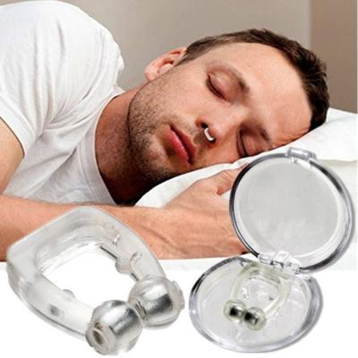 China Portable Portable Magnetic Anti Snoring Stopper Silicone Nose Clip Sleep Tray Sleeping Aid Apnea Guard Night Snoring Device With Case for sale