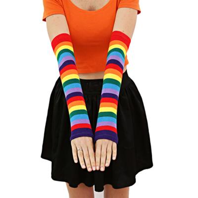 China Custom QUICK DRY Cosplay Women's Sexy Rainbow Stockings Set Thumb Hole Shape Warm Mittens Bars Long Sock Costume Wholesale for sale