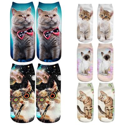 China Hot Sale High Quality QUICK DRY 3D Socks Funny Cat Pattern Socks Women Novelty Skateboard Crazy Casual Crew Socks Custom Wholesale for sale