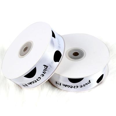 China 25mm Printed Recyled Factory 196 Color Custom Double Sided Satin Ribbon Logo Ribbon Single Faced Roll for sale