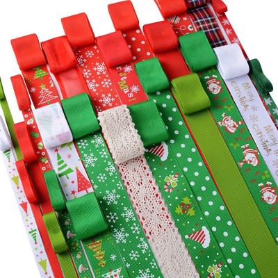 China Custom High Tenacity Factory Christmas Ribbon Logo Printed LOGO Gift Boxes With Ribbon Gifts Decorated Christmas Ribbons for sale