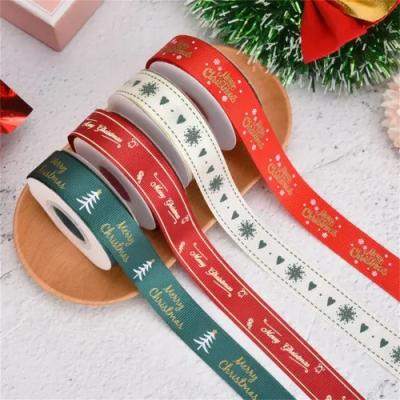 China High Tenacity Factory Price Glitter And Satin Christmas Cable Edged Decorative Ribbons With Gold Dust for sale