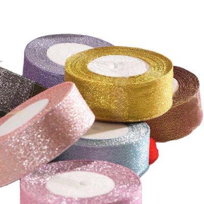 China Factory High Tenacity Fabric Onions Ribbon Metallic Christmas Satin Ribbon Roll Solid Color Silver Gold Custom Gift for sale