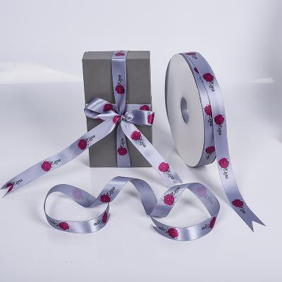 China Viable Personalized Custom Printed Brand Logo Satin Ribbon for sale