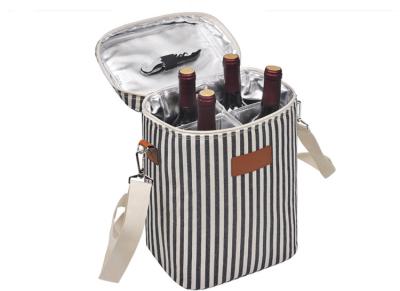 China Premium quality Ice Insulated oxford wine bottle cooler bag for four wines for sale