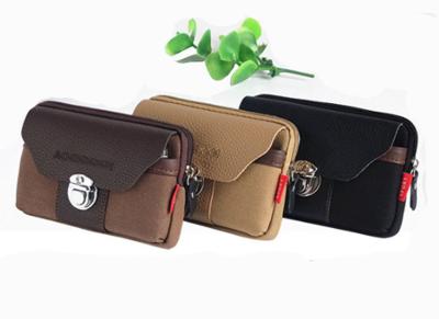 China Male wear belt multi-function horizontal canvas Mobile phone bag for sale