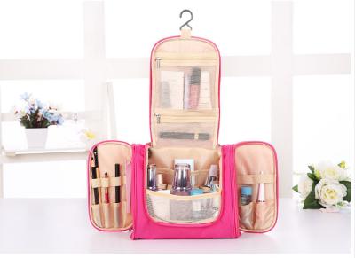 China Hook toiletry bag portable travel storage bag large ear hanging double open cosmetic box for sale