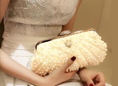 China Korean wedding bag high-end pearl bag clutch chain single shoulder bag fashionable lady pearl banquet evening bag for sale