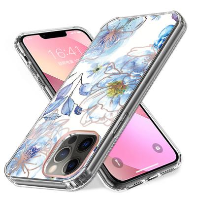 China OEM Shockproof IMD Case For iPhone 13 Pro Customizable Flower Design Plated IML Case Cover for sale