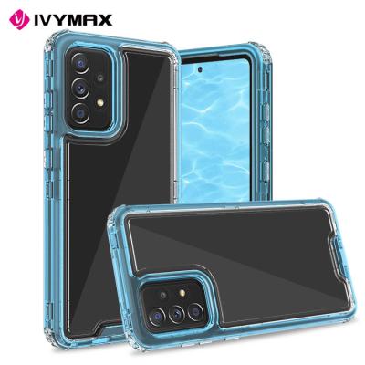 China Shockproof Hybrid PC Crystal Shockproof tpu 3 in 1 Transparent Combo Case Phone Cover For Samsung A72 4G 5G for sale