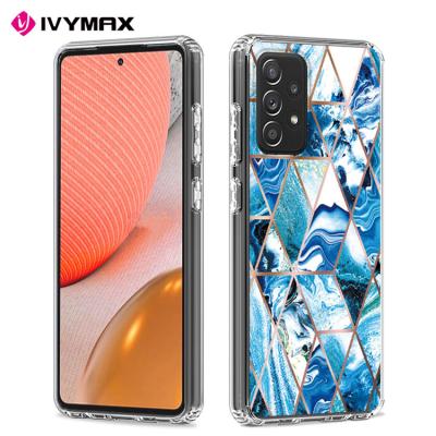 China Simple Gold Blue Marble Scratch Resistance Ocean IMD Marble Designs Electroplating Phone Case For Samsung A72 4G/5G for sale