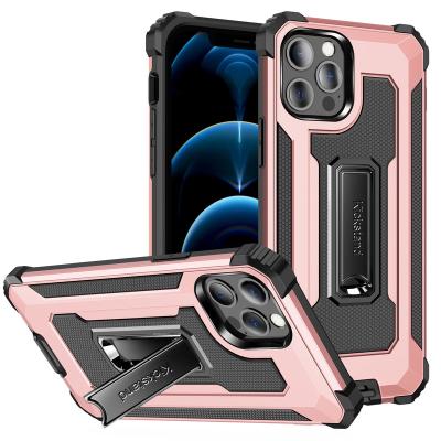 China Protector Cover Military Grade Ultra Thin Add Drop Tested Protective Case Kickstand iPhone 12 Pro Camera Protection 6.1 inch - Rose Gold for sale