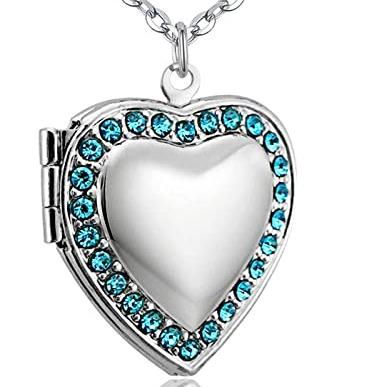 China Vintage January-December Birthstone CZ Love Heart Pendant Necklace That Holds Images Living Memory Pendants, 18