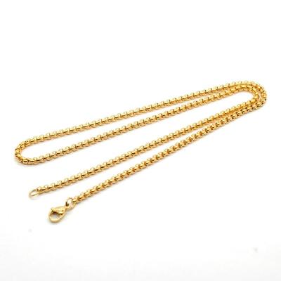 China Vintage 18K Gold Plated 3mm Square Rolo Box Cylinder Chain Necklace 18